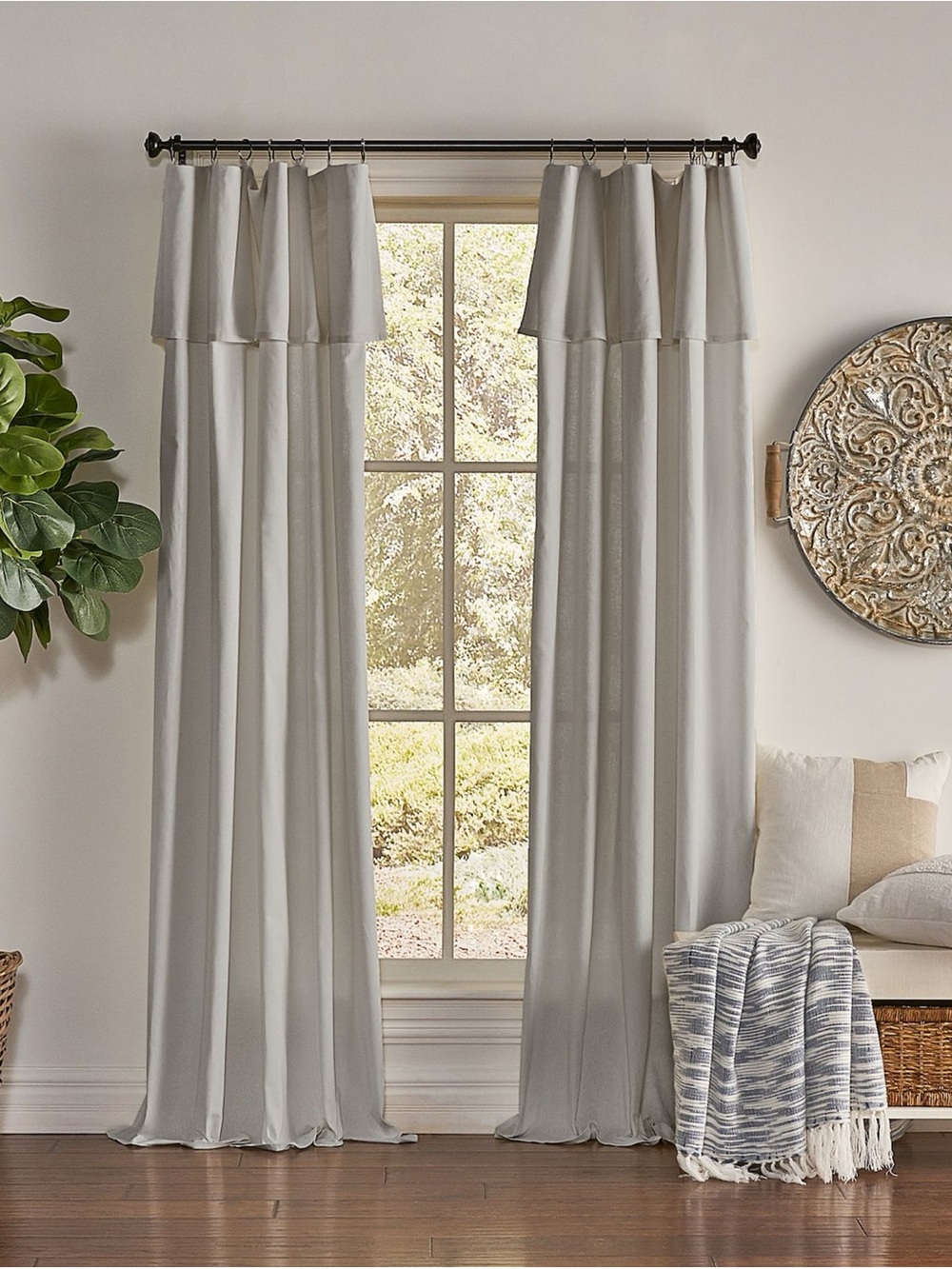 Mercantile Drop Cloth Panel Gray 50x95 Removable Rings light filtering ONE